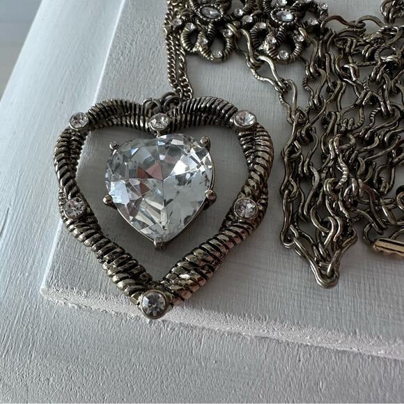 Betsey Johnson - Double heart necklace in antique brass look - Picture 6 of 6